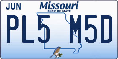 MO license plate PL5M5D