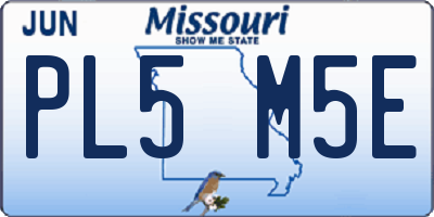 MO license plate PL5M5E