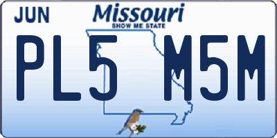 MO license plate PL5M5M