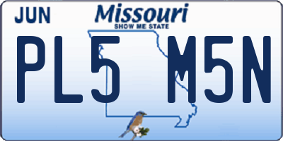 MO license plate PL5M5N