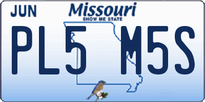 MO license plate PL5M5S