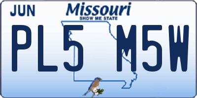 MO license plate PL5M5W