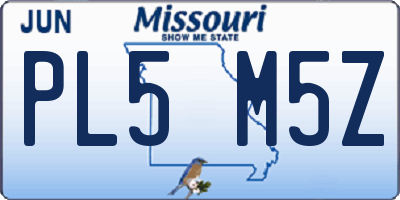 MO license plate PL5M5Z