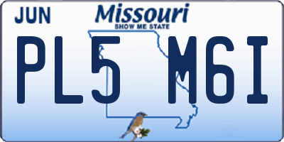 MO license plate PL5M6I
