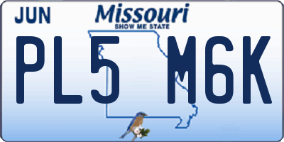 MO license plate PL5M6K