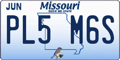 MO license plate PL5M6S