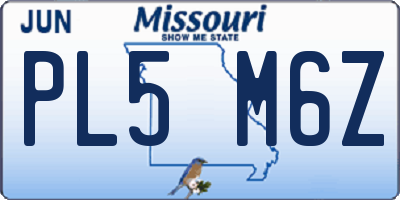 MO license plate PL5M6Z