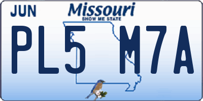MO license plate PL5M7A