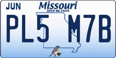 MO license plate PL5M7B