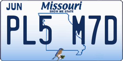 MO license plate PL5M7D