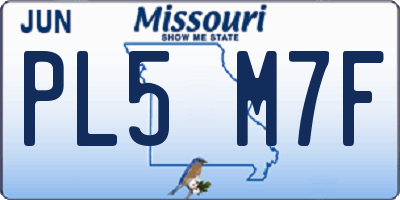 MO license plate PL5M7F