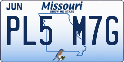 MO license plate PL5M7G