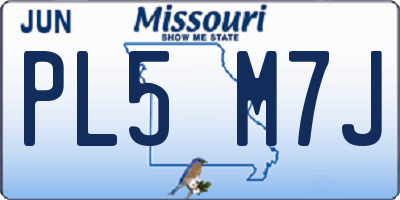 MO license plate PL5M7J