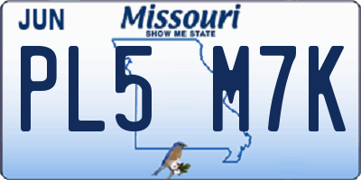 MO license plate PL5M7K
