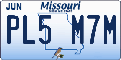 MO license plate PL5M7M