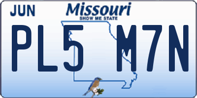 MO license plate PL5M7N