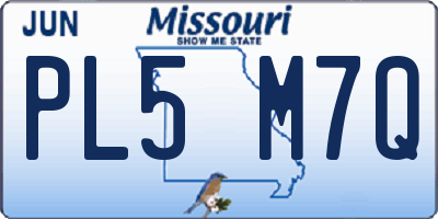 MO license plate PL5M7Q