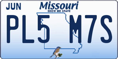 MO license plate PL5M7S