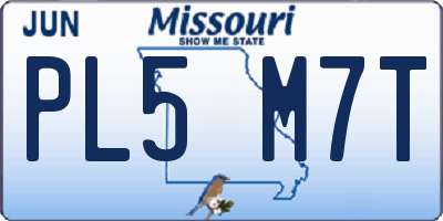 MO license plate PL5M7T