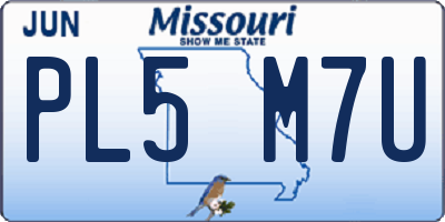 MO license plate PL5M7U