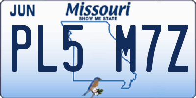 MO license plate PL5M7Z
