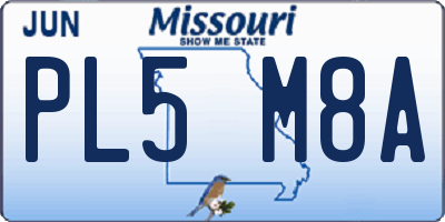 MO license plate PL5M8A