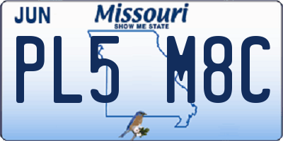 MO license plate PL5M8C