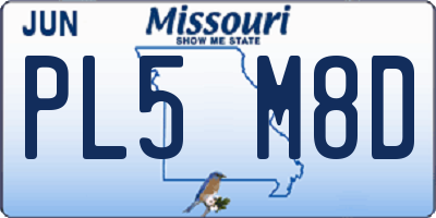 MO license plate PL5M8D