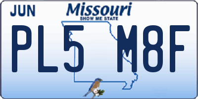 MO license plate PL5M8F