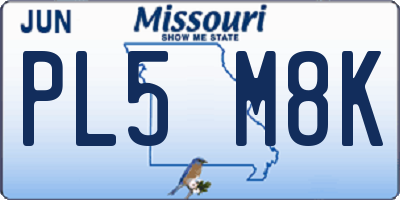 MO license plate PL5M8K
