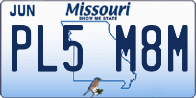 MO license plate PL5M8M