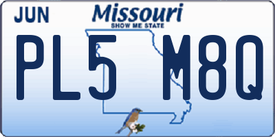 MO license plate PL5M8Q