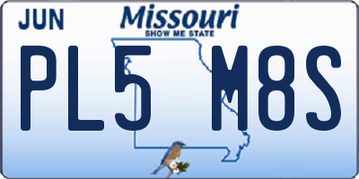 MO license plate PL5M8S