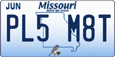 MO license plate PL5M8T