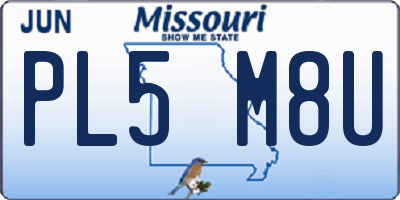 MO license plate PL5M8U