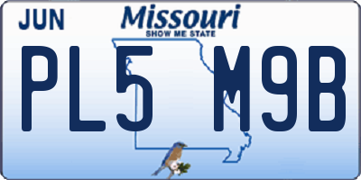 MO license plate PL5M9B