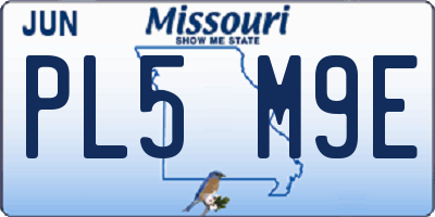 MO license plate PL5M9E