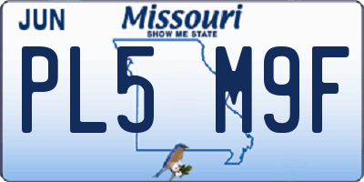 MO license plate PL5M9F