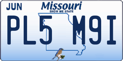 MO license plate PL5M9I
