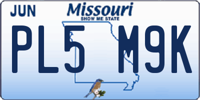 MO license plate PL5M9K