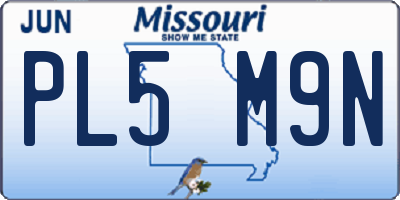 MO license plate PL5M9N