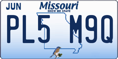 MO license plate PL5M9Q