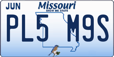 MO license plate PL5M9S