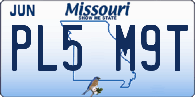 MO license plate PL5M9T