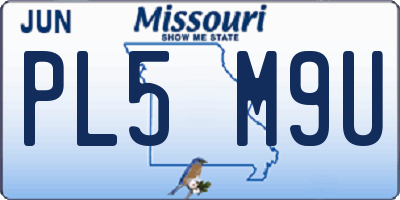 MO license plate PL5M9U