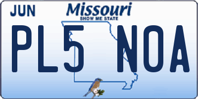 MO license plate PL5N0A