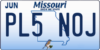 MO license plate PL5N0J