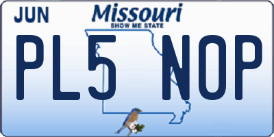 MO license plate PL5N0P