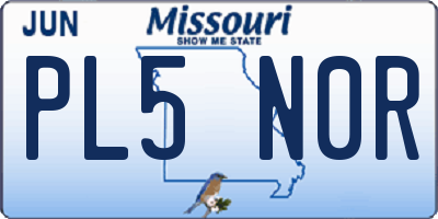 MO license plate PL5N0R