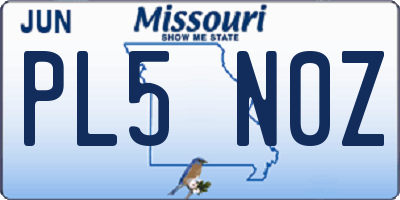 MO license plate PL5N0Z